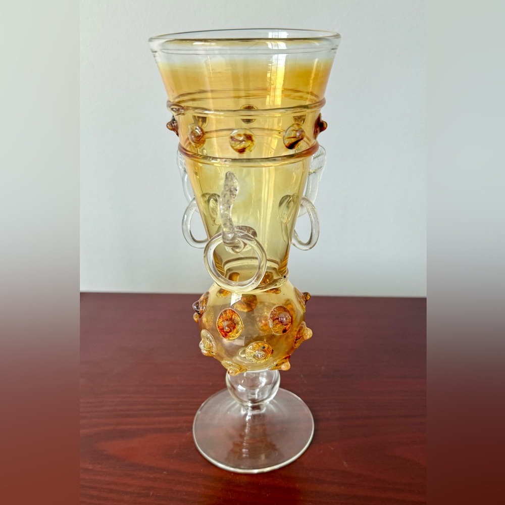 Cup With Knobs Or Chalice Murano Mouth Blown Around 1930 Art Deco